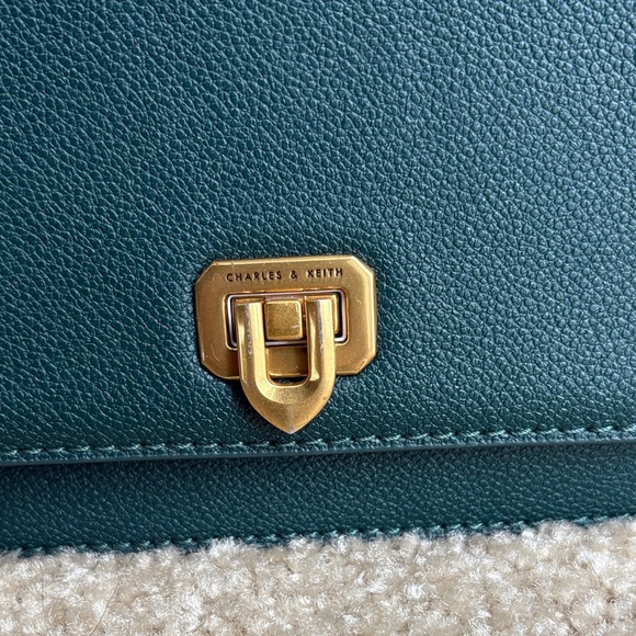 Charles & Keith Teal Mini Bag with Gold Accents - Picture 2 of 6